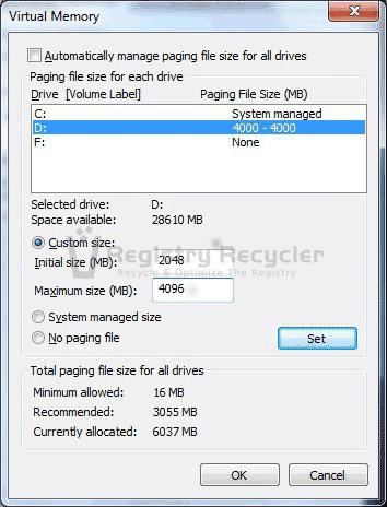 swap fil windows 7 opsætning og optimering